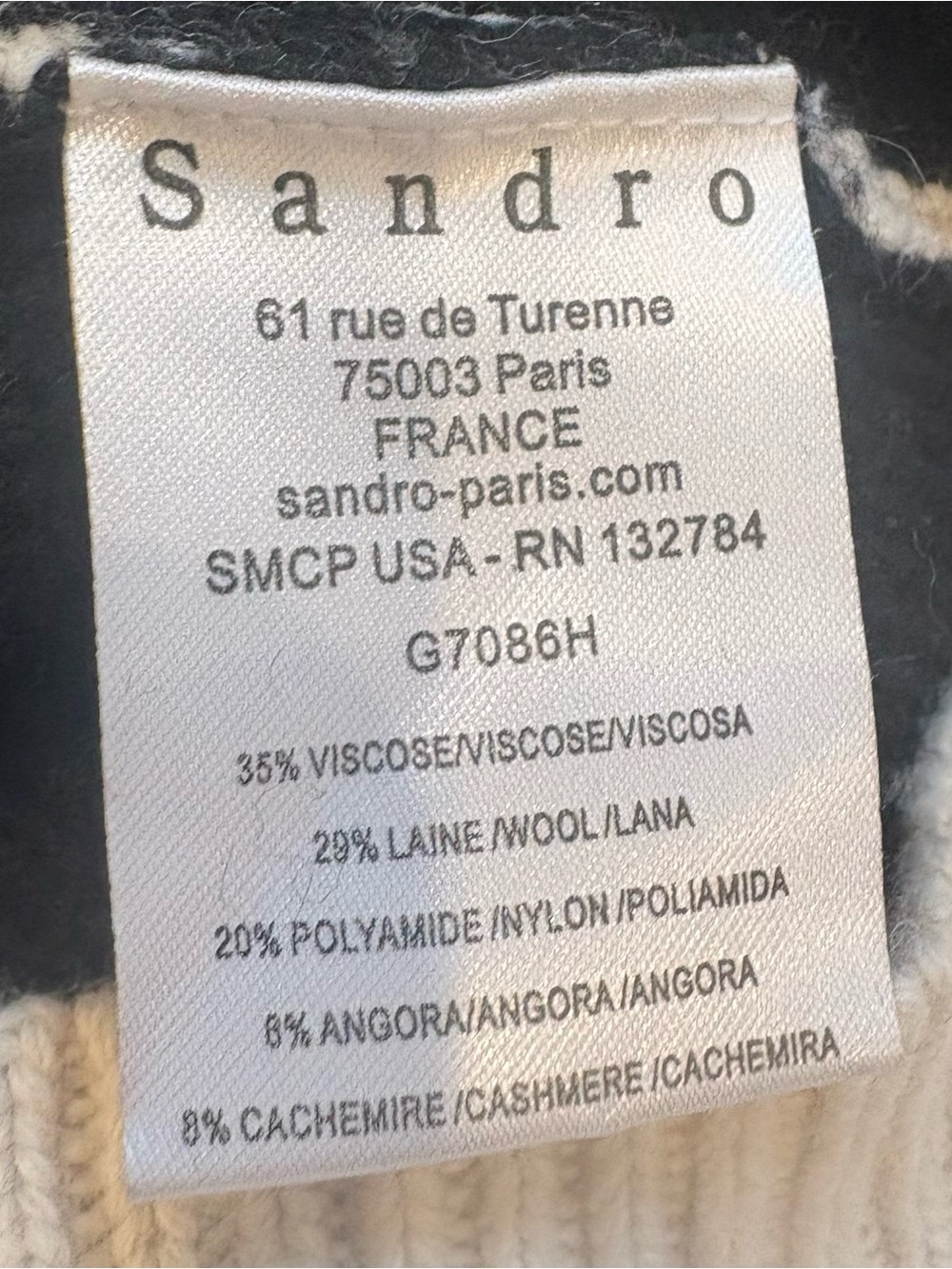 Sandro Shawl Collar Aztec Knit Cardigan Sweater - Beige/Black/Red - Picture 5 of 6